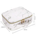 Marble Makeup Bag for Women Cosmetic Bag Leather Train Case Professional Makeup Case Cute Travel Organizer with Brush Section